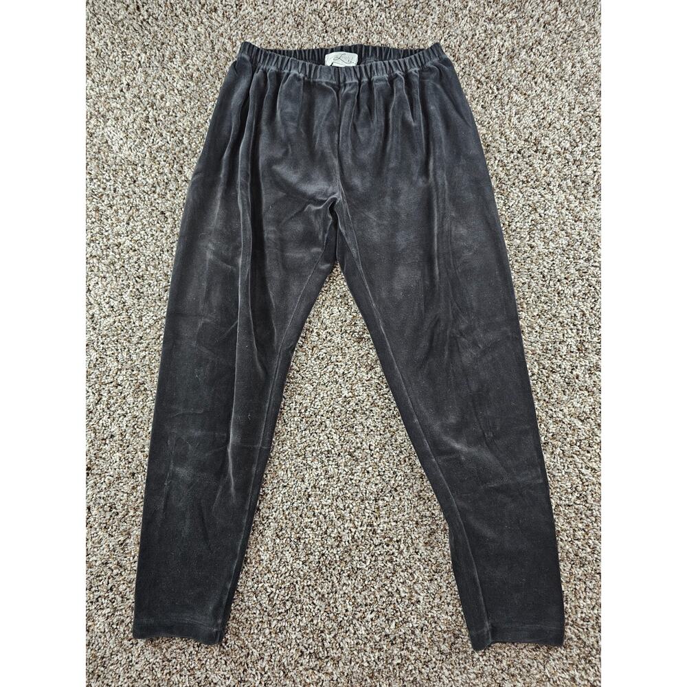 Vtg Laura Leigh Sport Womens Sz M Pull On Velvet Velour Pants Black Tapered